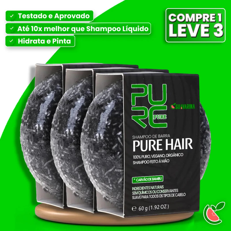 Shampoo em Barra PureHair Natural 3 em 1 