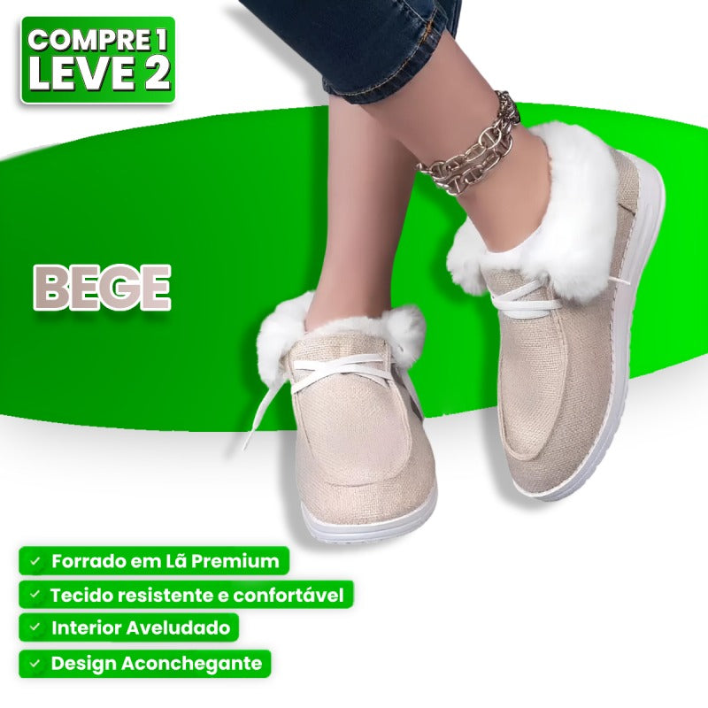 Tênis Feminino CozyPlush com Forro de Pelúcia e Lona