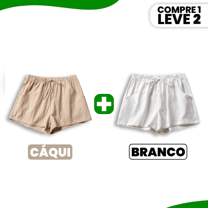 Shorts Clarisse em Sarja com Cintura Elástica e Caimento Soltinho