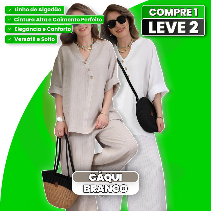 Conjunto Capri em Linho de Algodão Alfaiataria