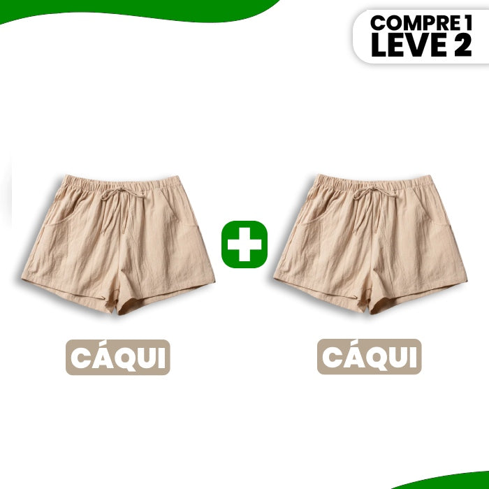 Shorts Clarisse em Sarja com Cintura Elástica e Caimento Soltinho