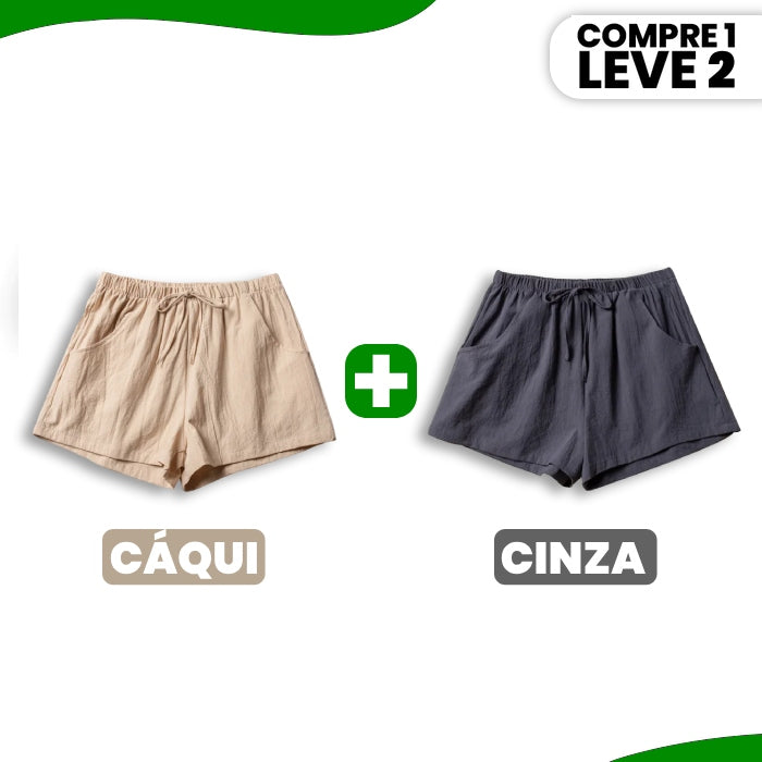 Shorts Clarisse em Sarja com Cintura Elástica e Caimento Soltinho