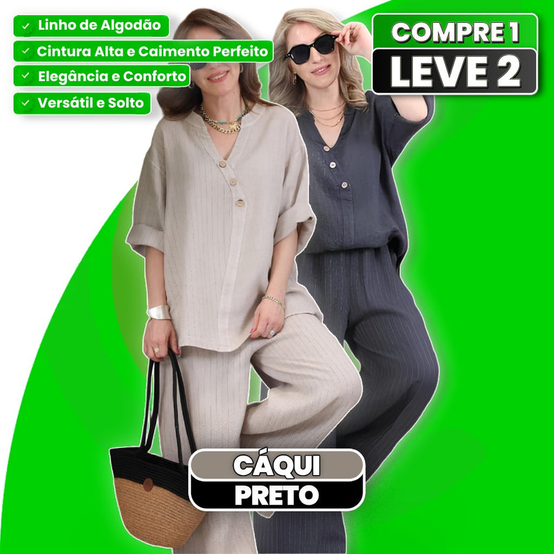 Conjunto Capri em Linho de Algodão Alfaiataria