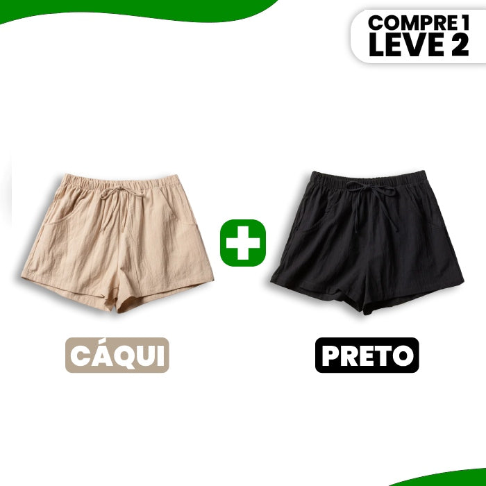 Shorts Clarisse em Sarja com Cintura Elástica e Caimento Soltinho