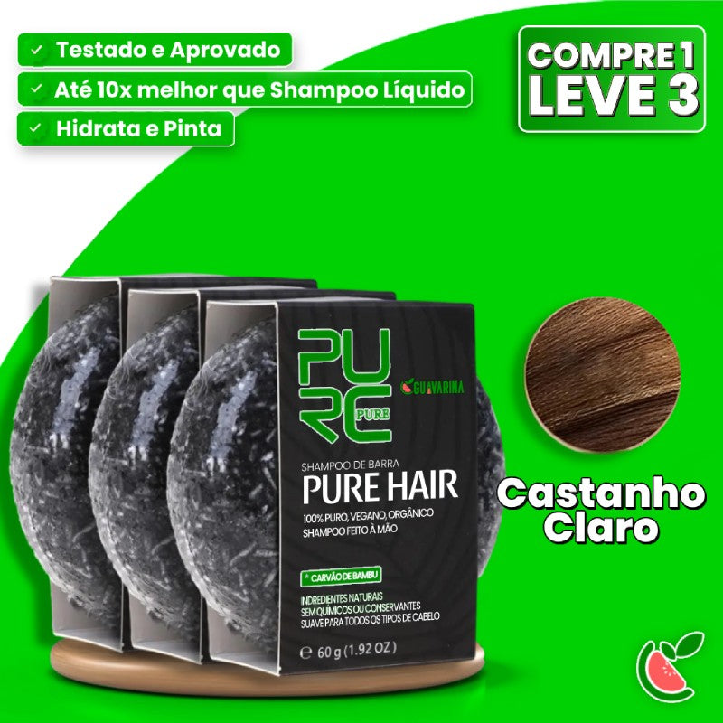 Shampoo em Barra PureHair Natural 3 em 1 