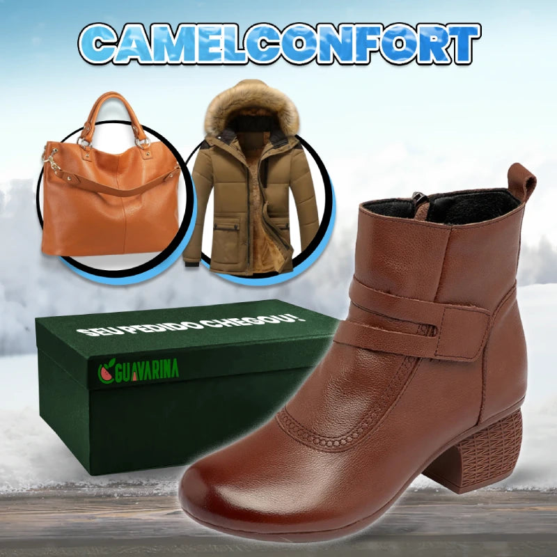 Bota de Couro Legítimo CamelConfort 