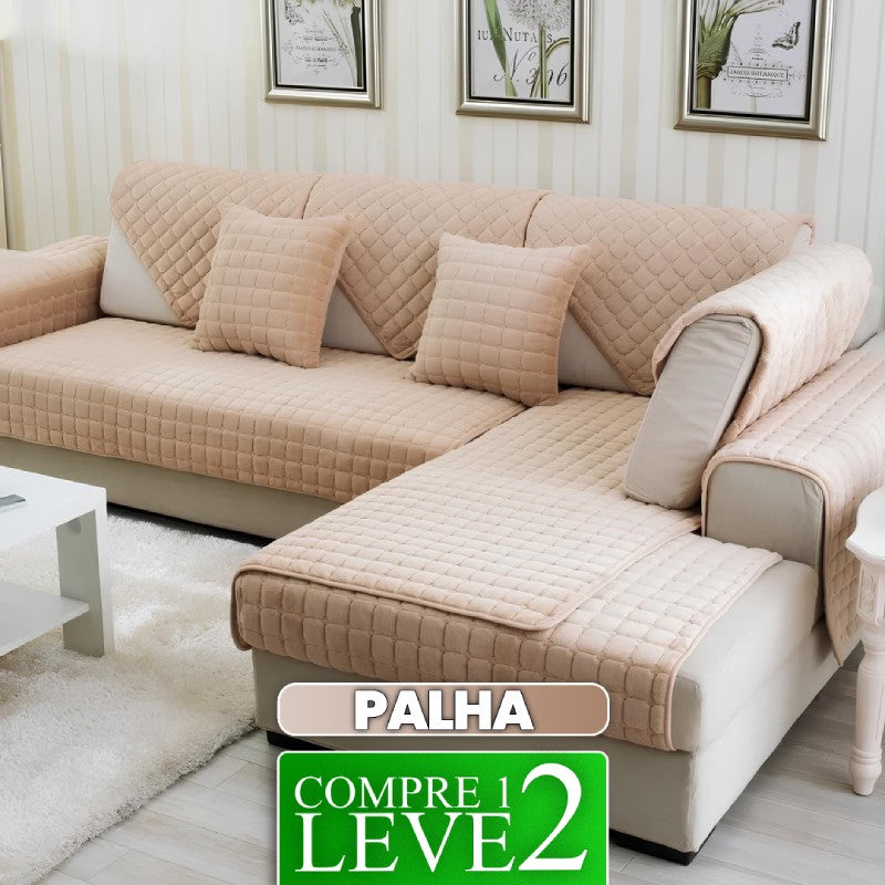 [COMPRE 1 LEVE 2] Capa de Sofá PlushComfy (Sinta-se Em Um Resort de Luxo no Seu Sofá!) + BRINDE: 2 Fronhas