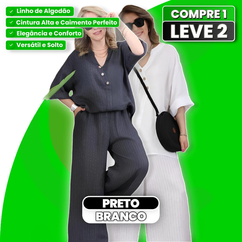 Conjunto Capri em Linho de Algodão Alfaiataria