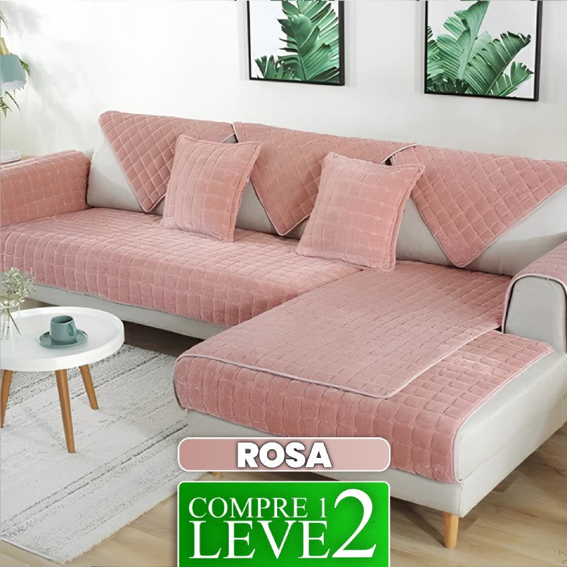 [COMPRE 1 LEVE 2] Capa de Sofá PlushComfy (Sinta-se Em Um Resort de Luxo no Seu Sofá!) + BRINDE: 2 Fronhas