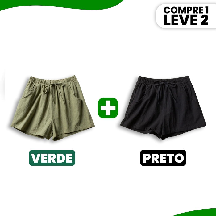 Shorts Clarisse em Sarja com Cintura Elástica e Caimento Soltinho